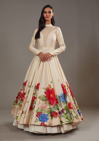 Rohit Bal-Ivory Multicolour Printed Anarkali Set-INDIASPOPUP.COM