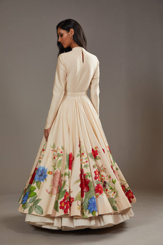 Rohit Bal-Ivory Multicolour Printed Anarkali Set-INDIASPOPUP.COM