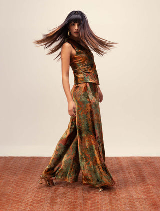 Reena Sharma-Green Nargis Waist Coat And Pants Set-INDIASPOPUP.COM
