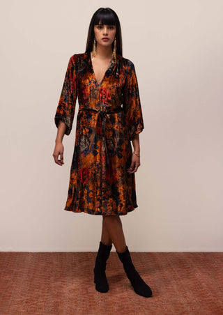 Reena Sharma-Midnight Blue Nargis Midi Dress-INDIASPOPUP.COM