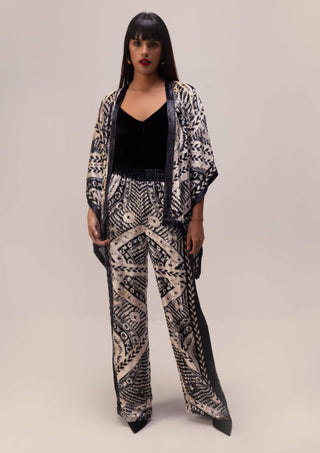 Reena Sharma-Black And White Nikita Kimono And Pant-INDIASPOPUP.COM