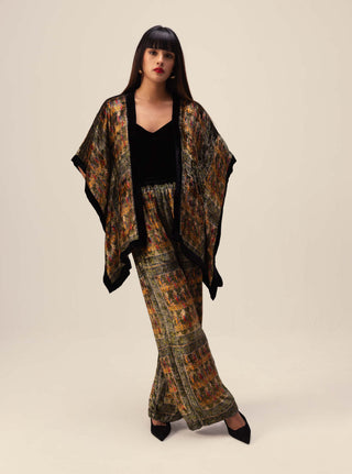 Reena Sharma-Dark Green Amaya Kimono And Pant Set-INDIASPOPUP.COM