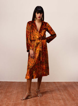 Reena Sharma-Rust Nargis Robe Dress-INDIASPOPUP.COM