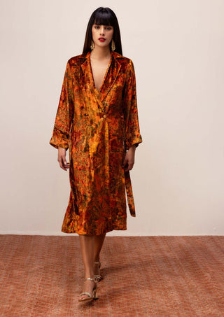 Reena Sharma-Rust Nargis Robe Dress-INDIASPOPUP.COM