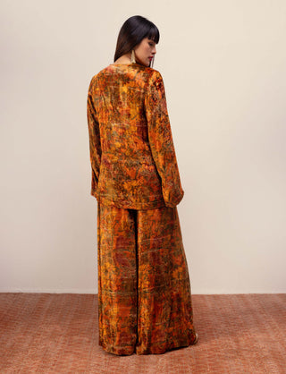 Reena Sharma-Rust Floral Printed Co-Ord Set-INDIASPOPUP.COM