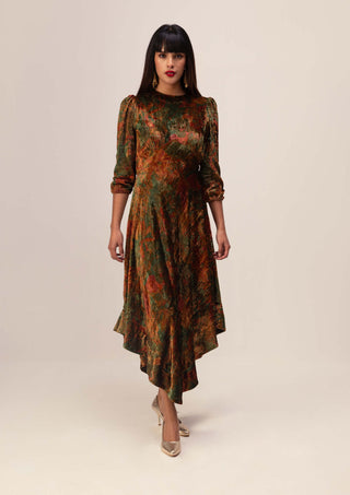 Reena Sharma-Green Nargis Asymmetric Dress-INDIASPOPUP.COM