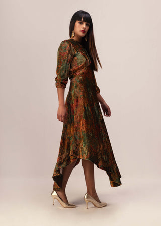 Reena Sharma-Green Nargis Asymmetric Dress-INDIASPOPUP.COM