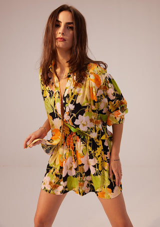 Reena Sharma-Camellia Floral Shirt And Shorts-INDIASPOPUP.COM