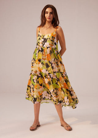 Reena Sharma-Camellia Tiered Cami Dress-INDIASPOPUP.COM