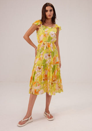 Reena Sharma-Ahana Yellow Midi Dress-INDIASPOPUP.COM