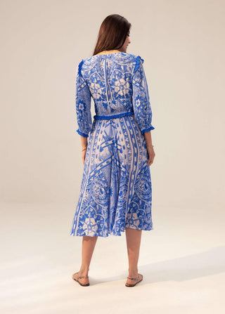 Reena Sharma-Aisha Blue Midi Dress-INDIASPOPUP.COM
