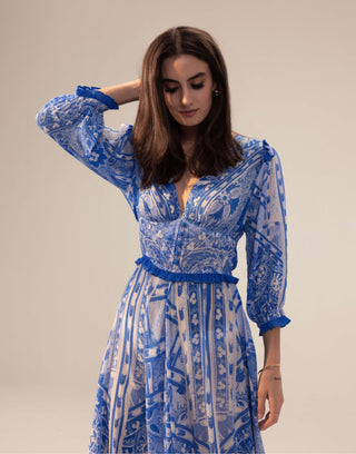 Reena Sharma-Aisha Blue Midi Dress-INDIASPOPUP.COM