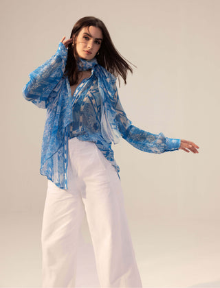 Reena Sharma-Aisha Blue Shirt-INDIASPOPUP.COM