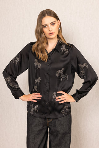 Lyla black button-down shirt