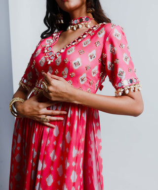 Ria Shah-Fuschia Pink Long Top And Sharara-INDIASPOPUP.COM