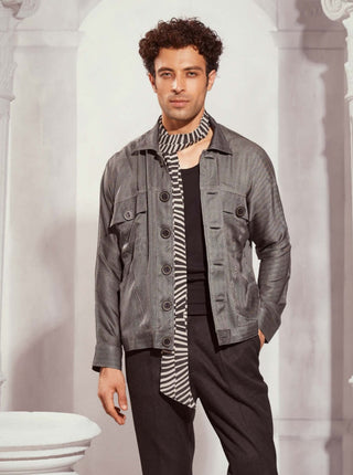 Tweed Print Satin Bomber Jacket by Nikita Mhaisalkar Men available on Indiaspopup.com