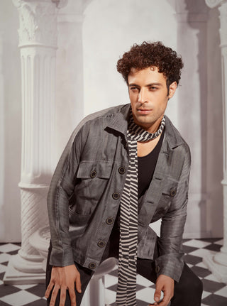 Tweed Print Satin Bomber Jacket by Nikita Mhaisalkar Men available on Indiaspopup.com