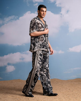 Noir Printed Shirt And Pant by Nikita Mhaisalkar Men available on Indiaspopup.com