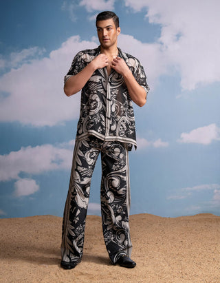 Noir Printed Shirt And Pant by Nikita Mhaisalkar Men available on Indiaspopup.com