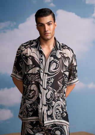 Noir Printed Shirt And Pant by Nikita Mhaisalkar Men available on Indiaspopup.com