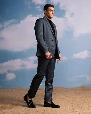 Charcoal Checks Pantsuit Set by Nikita Mhaisalkar Men available on Indiaspopup.com