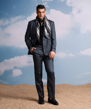 Charcoal Checks Pantsuit Set by Nikita Mhaisalkar Men available on Indiaspopup.com