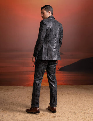 Charcoal Textured Pantsuit And Waistcoat by Nikita Mhaisalkar Men available on Indiaspopup.com