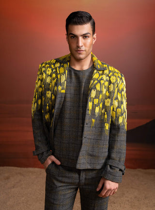 Gray Checks Pantsuit Set by Nikita Mhaisalkar Men available on Indiaspopup.com