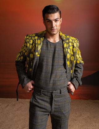 Gray Checks Pantsuit Set by Nikita Mhaisalkar Men available on Indiaspopup.com