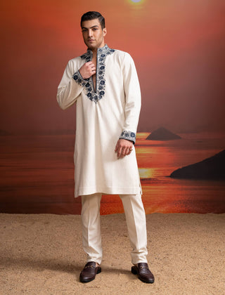 Ivory Cotton Kurta And Pants by Nikita Mhaisalkar Men available on Indiaspopup.com