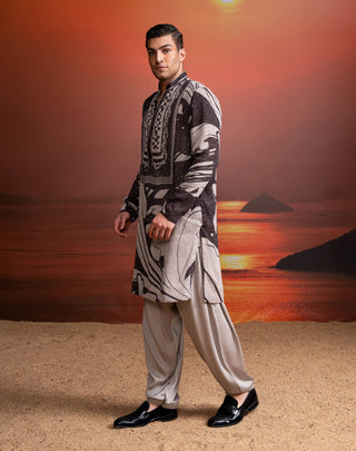 Chocolate Printed Sequins Kurta And Salwar by Nikita Mhaisalkar Men available on Indiaspopup.com