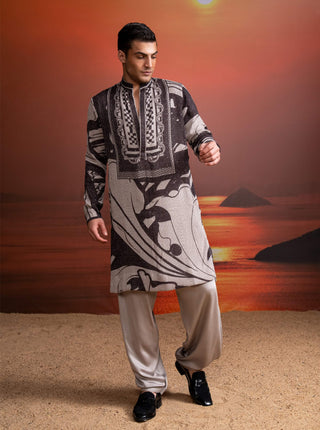 Chocolate Printed Sequins Kurta And Salwar by Nikita Mhaisalkar Men available on Indiaspopup.com