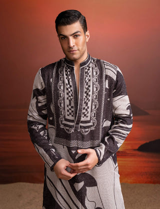 Chocolate Printed Sequins Kurta And Salwar by Nikita Mhaisalkar Men available on Indiaspopup.com