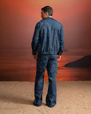 Indigo Printed Denim Jacket And Pants by Nikita Mhaisalkar Men available on Indiaspopup.com