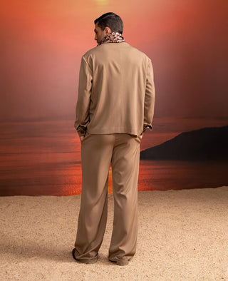 Beige Solid Jacket And Pants by Nikita Mhaisalkar Men available on Indiaspopup.com