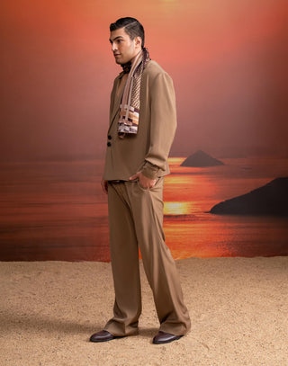Beige Solid Jacket And Pants by Nikita Mhaisalkar Men available on Indiaspopup.com