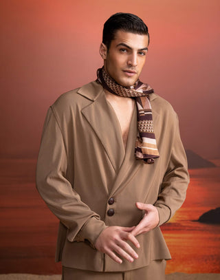 Beige Solid Jacket And Pants by Nikita Mhaisalkar Men available on Indiaspopup.com