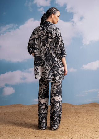 Noir Swirl Printed Shirt And Pants by Nikita Mhaisalkar available on Indiaspopup.com