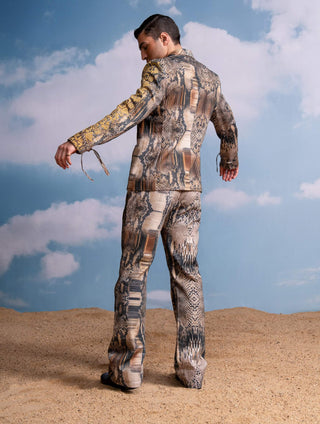 Brown Python Print Pantsuit by Nikita Mhaisalkar Men available on Indiaspopup.com