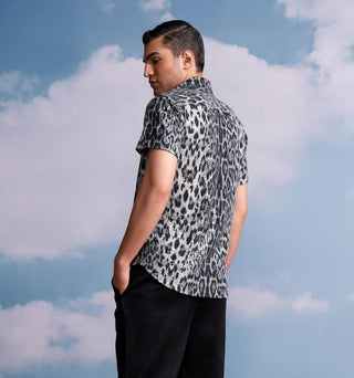 Gray Animal Print Sequins Shirt by Nikita Mhaisalkar Men available on Indiaspopup.com