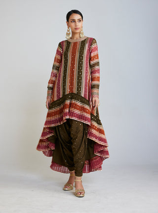 Vvani By Vani Vats-Olive Green Kurta And Dhoti Set-INDIASPOPUP.COM