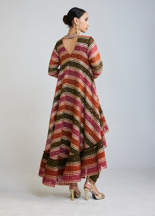 Vvani By Vani Vats-Olive Green Asymmetrical Kurta And Dhoti Set-INDIASPOPUP.COM