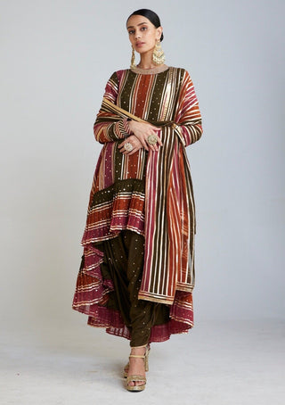 Vvani By Vani Vats-Olive Green Kurta And Dhoti Set-INDIASPOPUP.COM