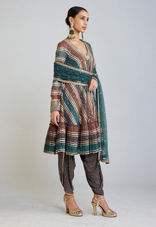Vvani By Vani Vats-Mud Green Dhoti And Kurta Set-INDIASPOPUP.COM