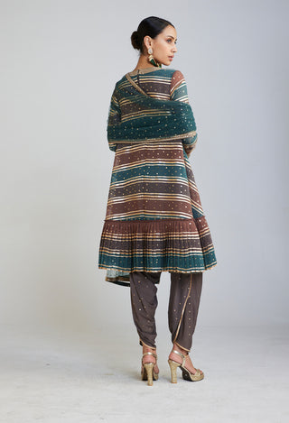 Vvani By Vani Vats-Mud Green Dhoti And Kurta Set-INDIASPOPUP.COM