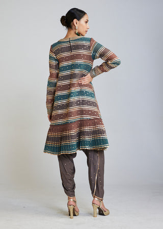 Vvani By Vani Vats-Mud Green Dhoti And Kurta Set-INDIASPOPUP.COM