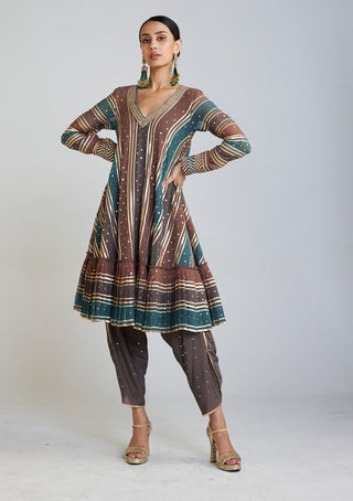 Vvani By Vani Vats-Mud Green Dhoti And Kurta Set-INDIASPOPUP.COM
