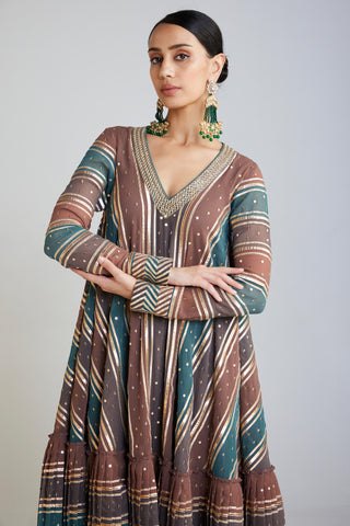 Vvani By Vani Vats-Mud Green Dhoti And Kurta Set-INDIASPOPUP.COM