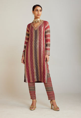 Vvani By Vani Vats-Multicolor Straight Kurta Set-INDIASPOPUP.COM