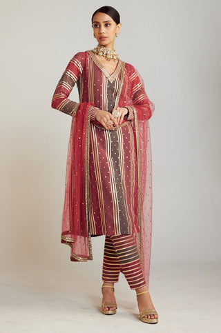 Vvani By Vani Vats-Multicolor Straight Kurta Set-INDIASPOPUP.COM